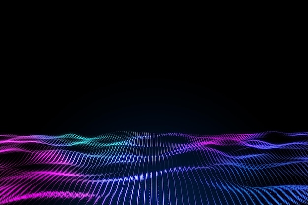 Onda digital criativa em fundo escuro com mock up de lugar Tecnologia e conceito de ciência Renderização 3D