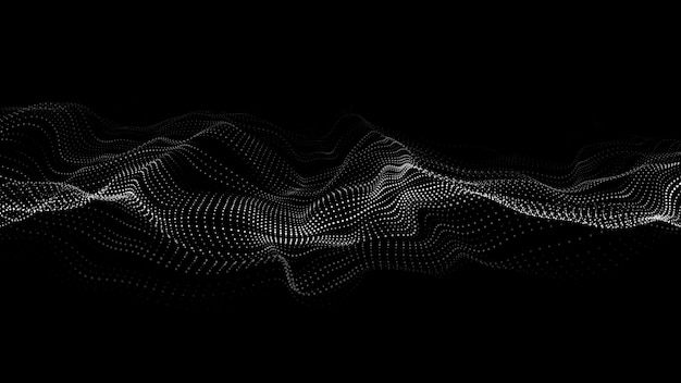 Onda dinâmica de partículas Fundo futurista abstrato Visualização de big data renderização 3D