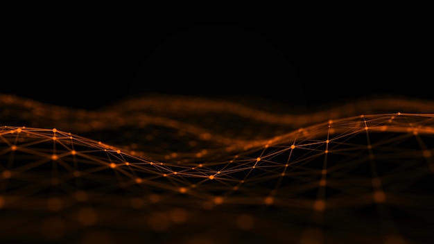 Onda con entrelazado de puntos y líneas Estructura de conexión de red Fondo de tecnología abstracta