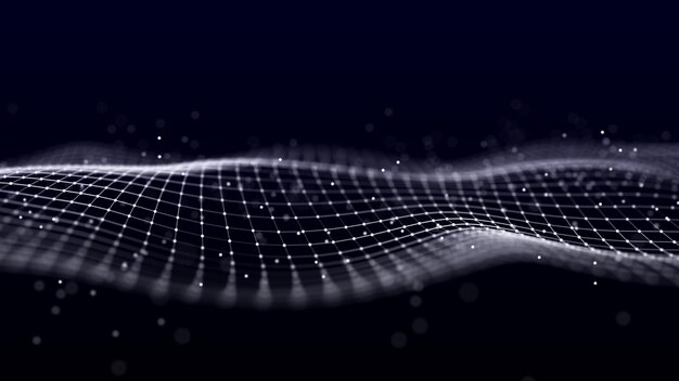 Onda futurista Estructura de conexión de red en la representación 3D del ciberespacio
