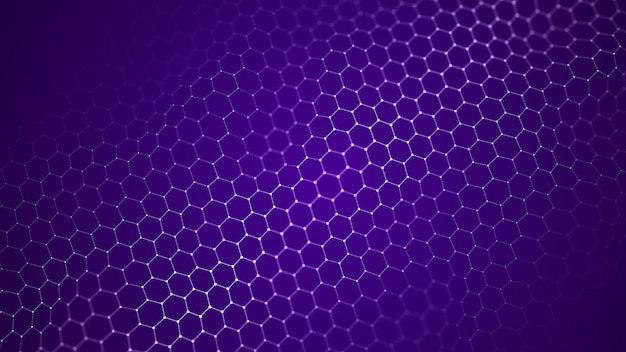 Onda hexagonal abstracta con puntos en movimiento Flujo de partículas Ilustración de tecnología cibernética Representación 3d
