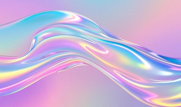 Onda líquida holográfica em fundo pastel