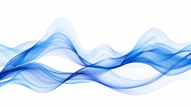 Onda lisa azul abstrata em fundo branco Onda sonora dinâmica Elemento de design Ilustração vetorial
