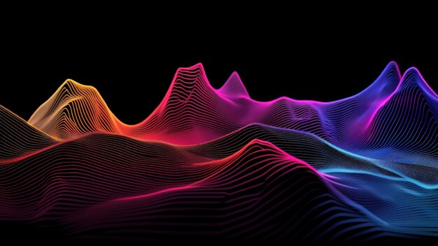 Una onda de luz colorida se proyecta sobre un fondo negro