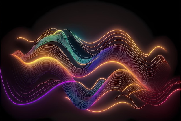 Foto onda de luz de neón abstracta, futurista, fondo de diseño fluido