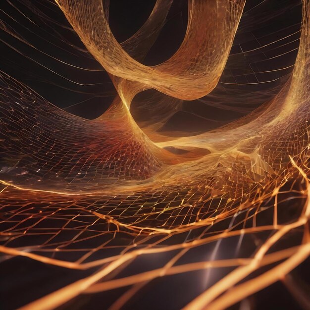 Onda de malla abstracta futurista con la conexión de puntos y líneas luminosas renderización 3D