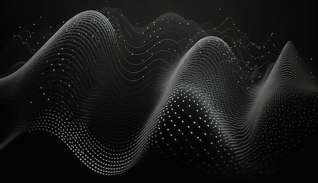 Onda de malla abstracta futurista con la conexión de puntos y líneas de renderizado 3D