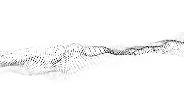 Foto onda en movimiento futurista fondo blanco digital con partículas en movimiento visualización de grandes datos renderización 3d