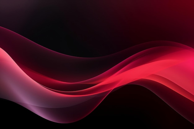 La onda de neón roja iluminando el fondo negro Generative Ai
