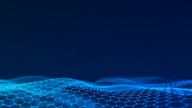 Onda de partículas Fondo abstracto con una onda dinámica Gran representación de datos 3d