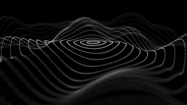 Foto onda de partículas fondo abstracto con una onda dinámica gran representación de datos 3d