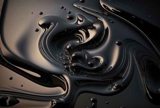 Onda preta de óleo líquido com fundo abstrato de salpicos IA generativa