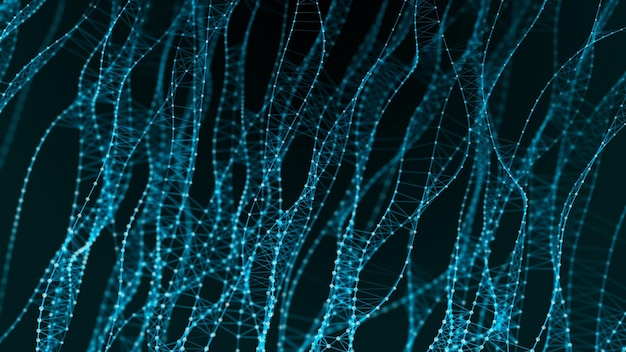 Onda de sonido Big data Matriz de datos concepto visual 3D azul brillante fondo abstracto