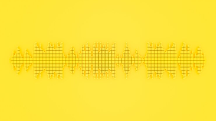 Foto onda de sonido color amarillo.