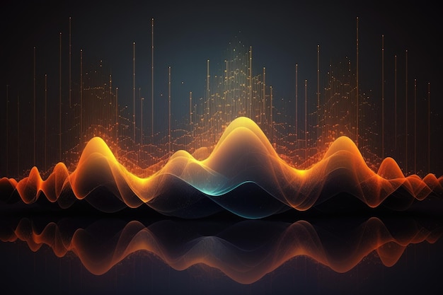 Onda de sonido digital de audio naranja y azul Hecho con IA generativa