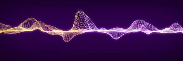 Onda sonora dinámica Partícula musical pulsante Concepto de flujo de energía azul Representación 3D