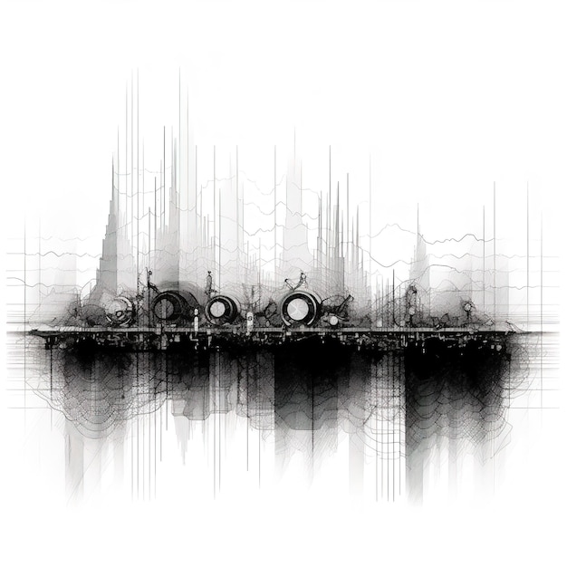 Foto onda sonora gráfica em preto e branco
