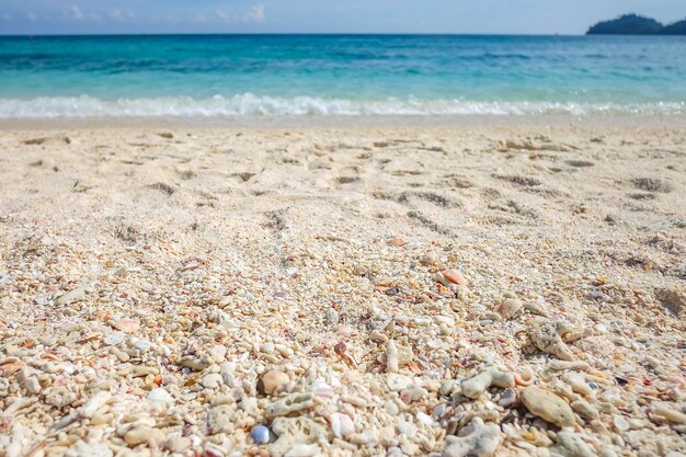 Foto onda suave do oceano azul na praia