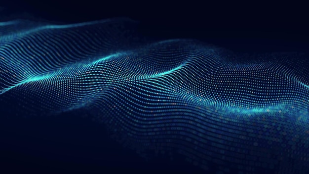 Onda de tecnología abstracta Flujo de partículas Visualización de transferencia de datos grandes Representación 3d