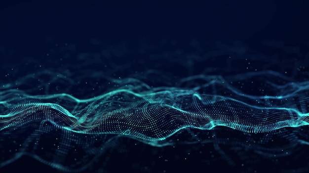 Onda de tecnología abstracta Flujo de partículas Visualización de transferencia de datos grandes Representación 3d