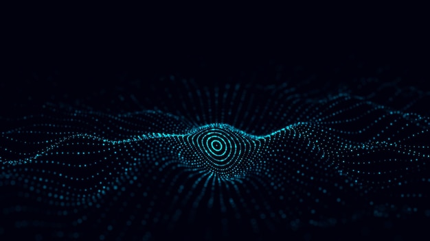 Onda de tecnología abstracta Flujo de partículas Visualización de transferencia de datos grandes Representación 3d