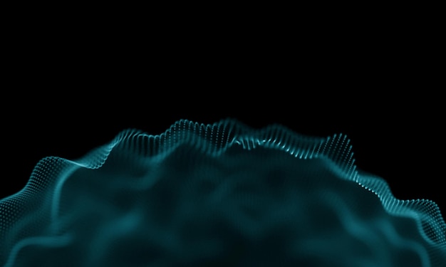 Onda de tecnología de datos digitales Concepto de onda de sonido de partículas Big data y fondo de onda de ciencia de datos