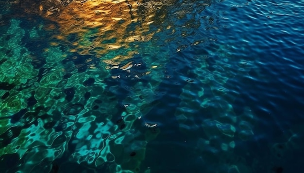 Onda transparente reflete a beleza do mundo subaquático da natureza gerado pela IA