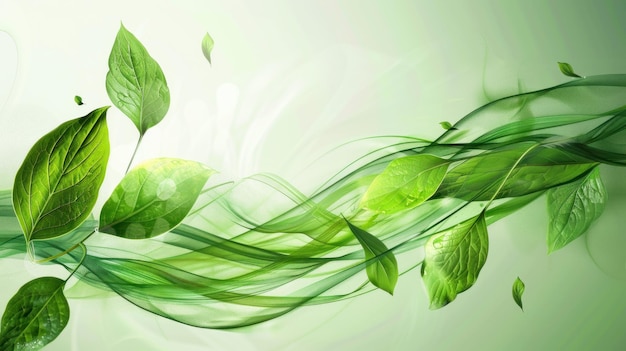 La onda verde y las hojas de las ramas son el fondo ecológico de la imagen generada por la IA