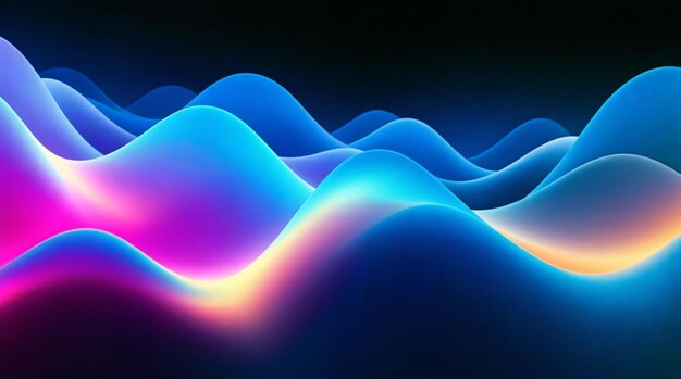 Ondas 3D abstractas con colores gradientes