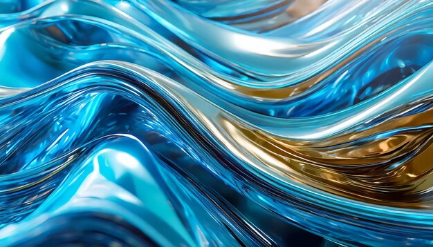 Foto ondas 3d abstractas vibrantes en una superficie brillante que simbolizan la fluidez y el movimiento