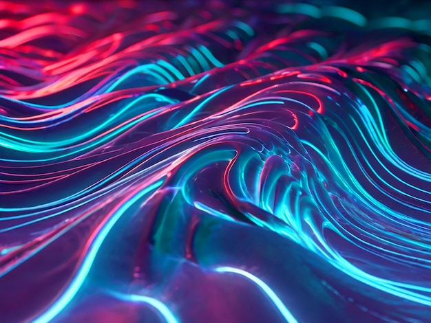 ondas abstractas 4k luces de neón blancas fondo escritorio con alta calidad