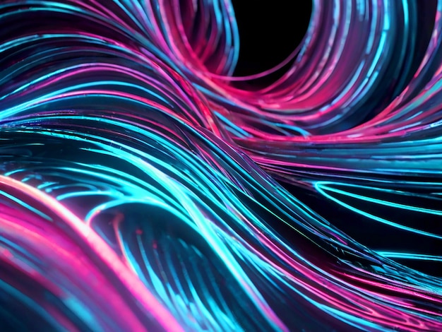 ondas abstractas 4k luces de neón blancas fondo escritorio con alta calidad