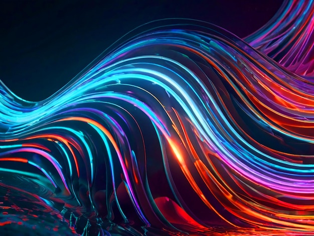 ondas abstractas 4k luces de neón blancas fondo escritorio con alta calidad