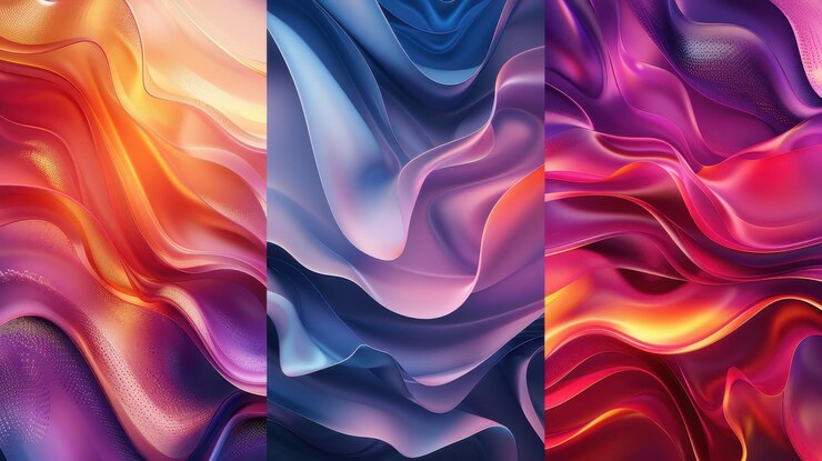 Ondas abstractas fluidas y vibrantes con colores ricos y curvas suaves que crean un impacto visual dinámico y enérgico