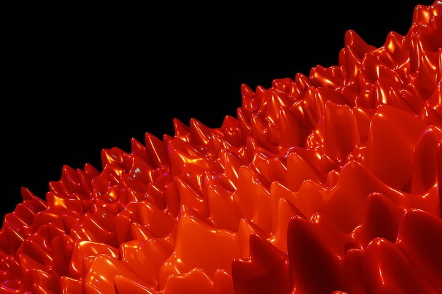 Ondas abstractas fondo rojo de glóbulos rojos render 3d