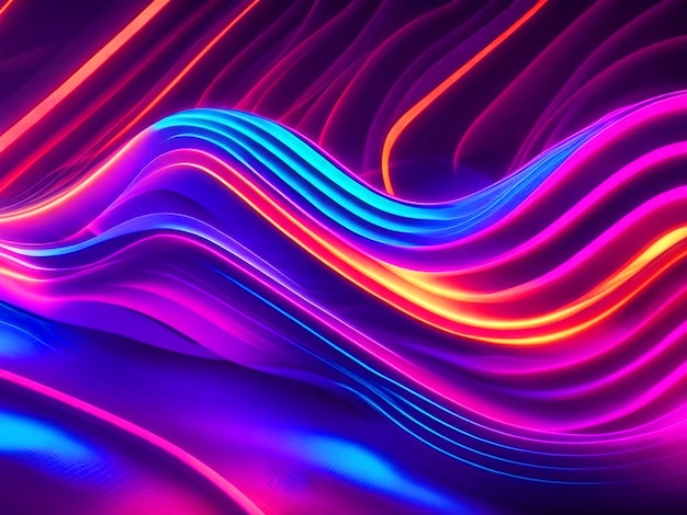 ondas abstratas 4k luzes de néon brancas fundo desktop com imagens de alta qualidade HD papéis de parede