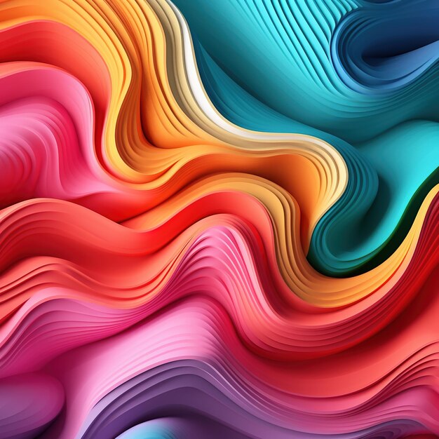 Ondas abstratas coloridas com cores misturadas conceito de abstração