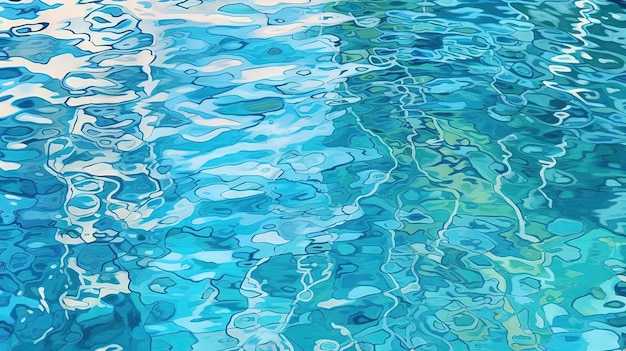 Ondas en el agua azul de la piscina Olas brillantes de agua limpia de la piscina IA generada