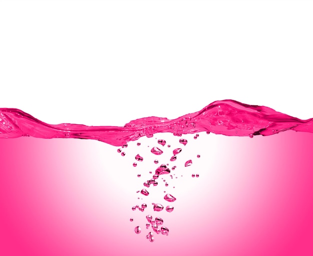 Ondas de agua y burbujas de aire. Un montón de esponjas submarinas, blanco y rosa o degradado fucsia bg
