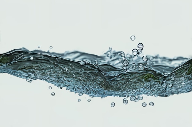 Foto ondas de agua limpia aisladas con burbujas de agua sobre fondo blanco 2