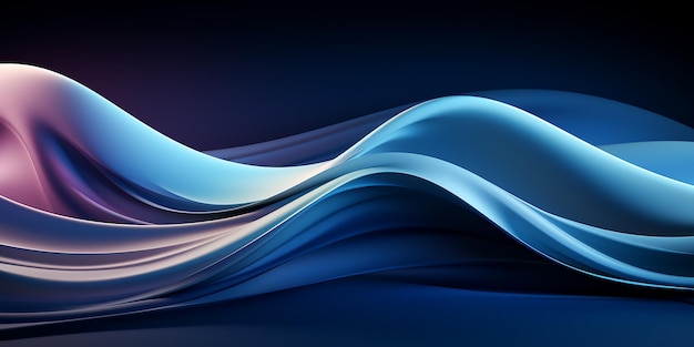 Ondas azuis abstratas lineares em linhas azuis com um fundo escuro Ilustração de fundo tecnológico