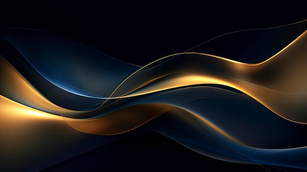 Ondas azuis douradas e marinhas abstratas