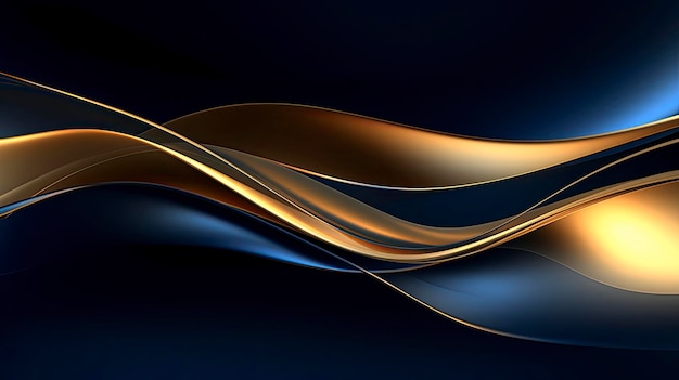 Ondas azuis douradas e marinhas abstratas