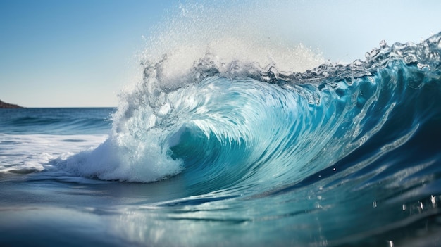 Ondas azuis quebrando com água clara