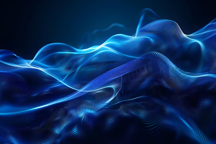 Ondas azules etéreas de luz y movimiento