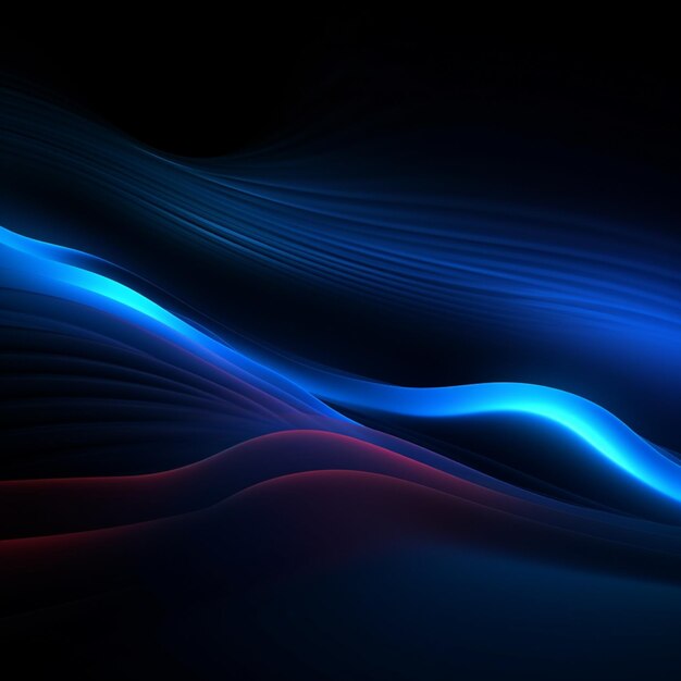 Ondas azules y rojas abstractas en un ai generativo de fondo negro