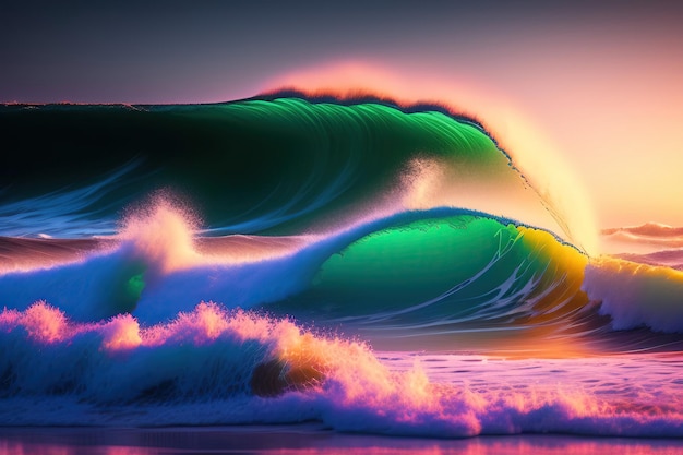 Ondas borrosas y luces de neón suaves