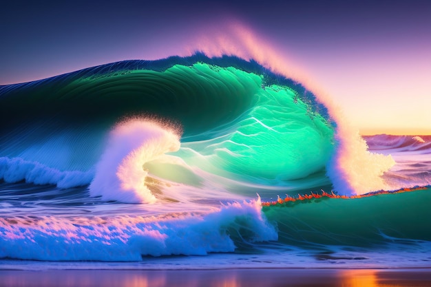 Ondas borrosas y luces de neón suaves