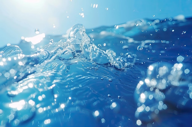 Foto ondas y burbujas bajo el agua azul