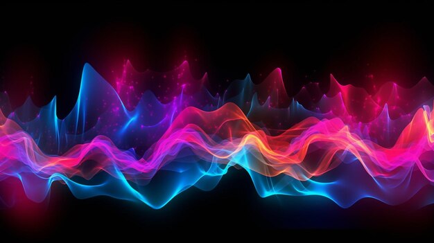 ondas coloridas abstractas sobre un fondo negro ai generativo